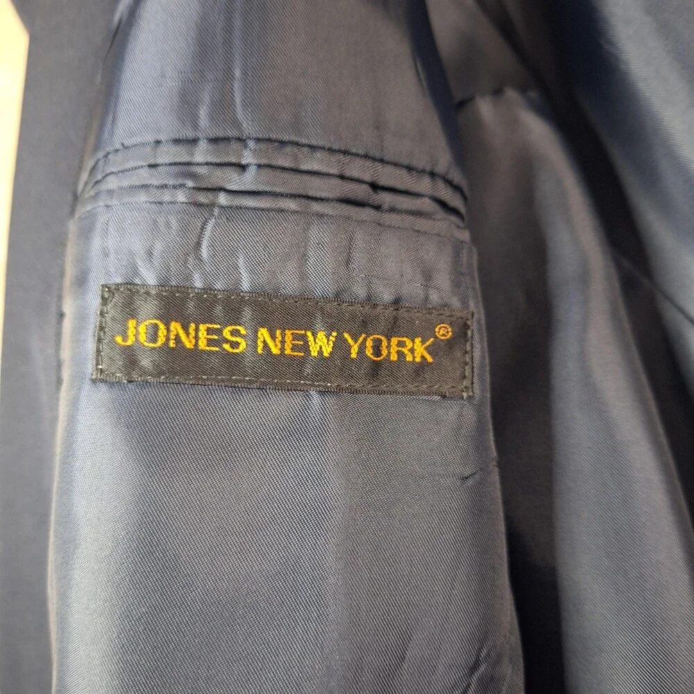Jones New York Blazer Mens 48L Blue Wool 2 Button Ventless Notch Lapel Jacket